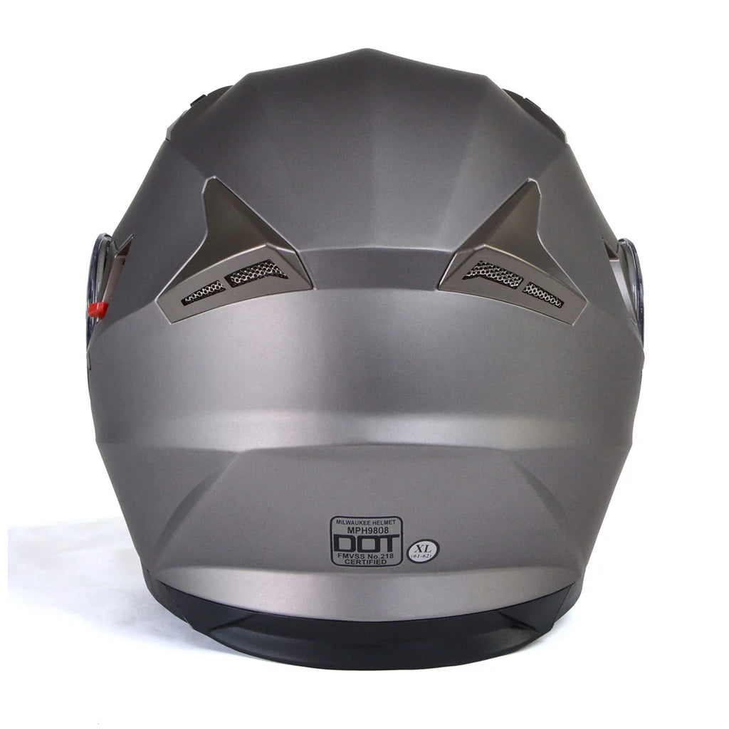 Silver Modular Motorcycle Helmet with Drop Down Visor V453