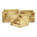 Set of 3 Brown Rustic Aged Wooden Crates A3271
