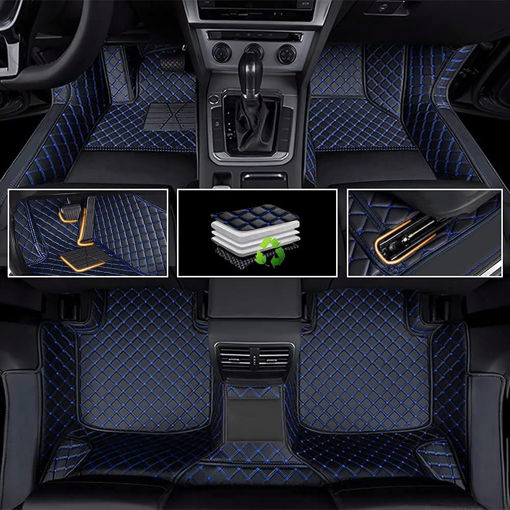 Car Floor Mats Luxury Leather Non-Slip Front & Rear All Weather Red G42276