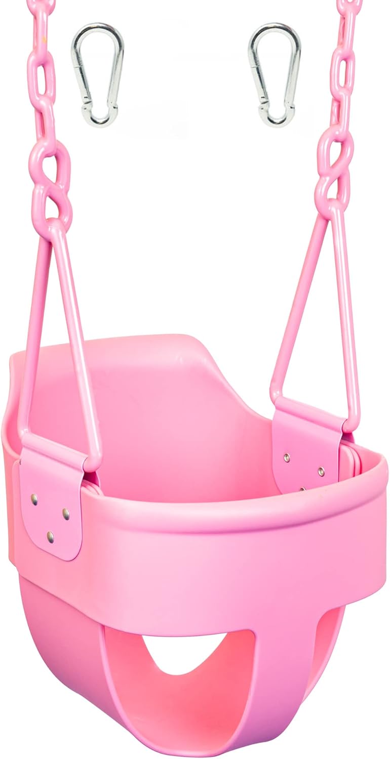 Blue Full Bucket Toddler Swing Seat with Plastic Coated Chains and Carabiners, Pack of 2 M9095