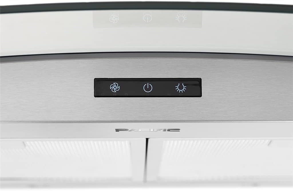 30''/36'' wall-mount range hood with glass chimney, 750 CFM, LED speed indicator, Dual-level lighting U8840