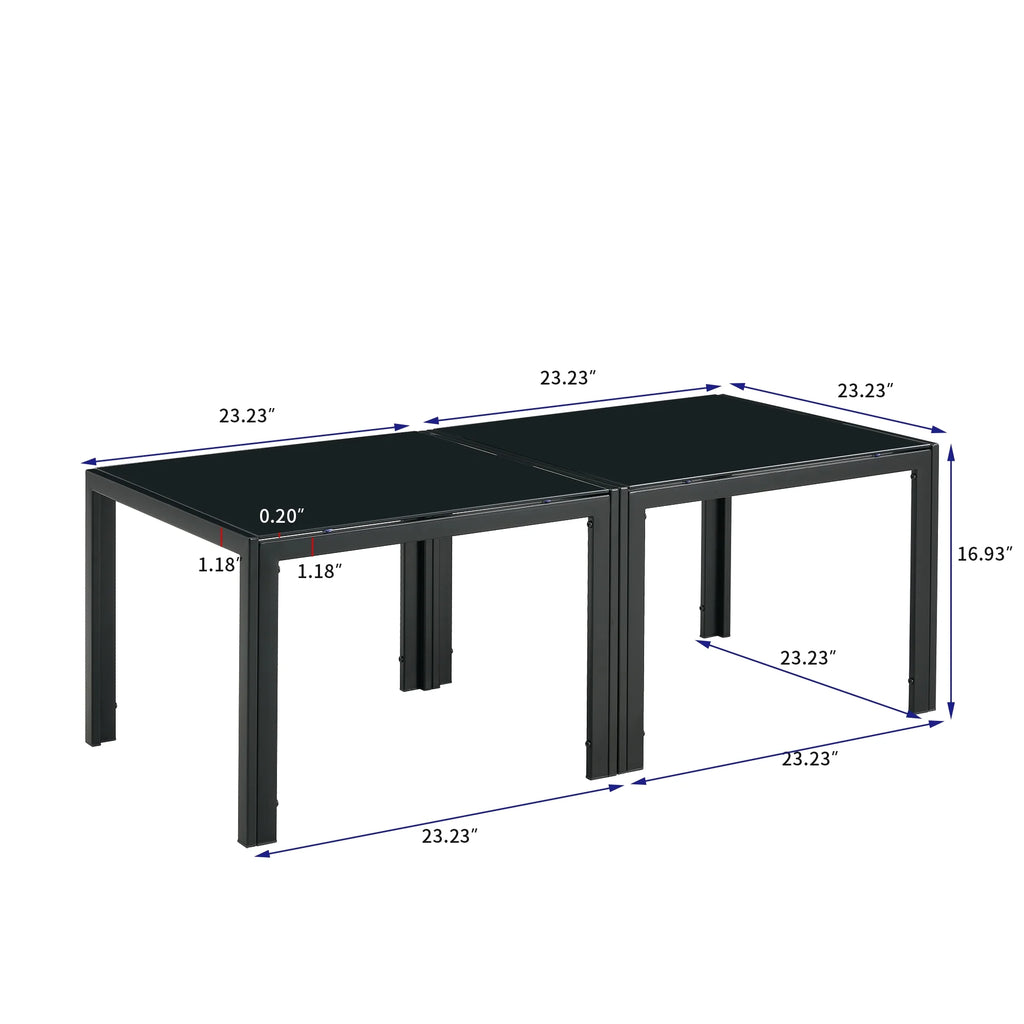 Glass Coffee Table Set of 2 Black F288033