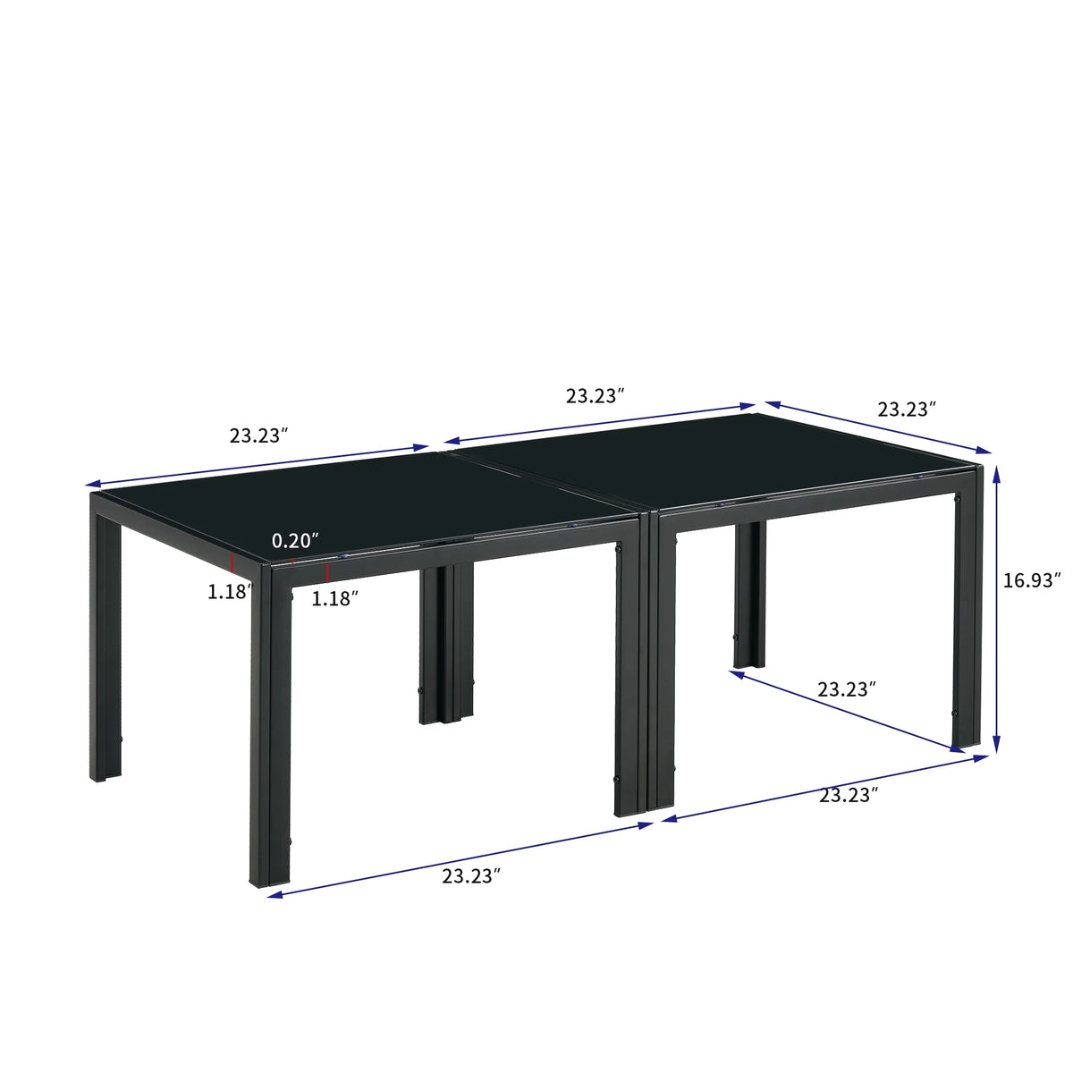 Glass Coffee Table Set of 2 Black F288033