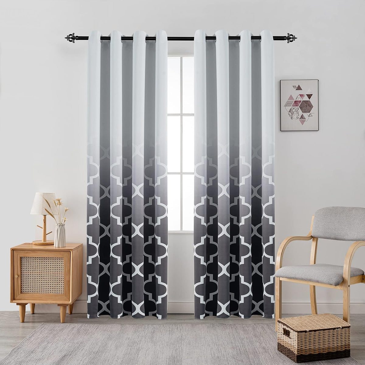 Grey 84 inch 2 Panels Gradient Color Curtains S22541