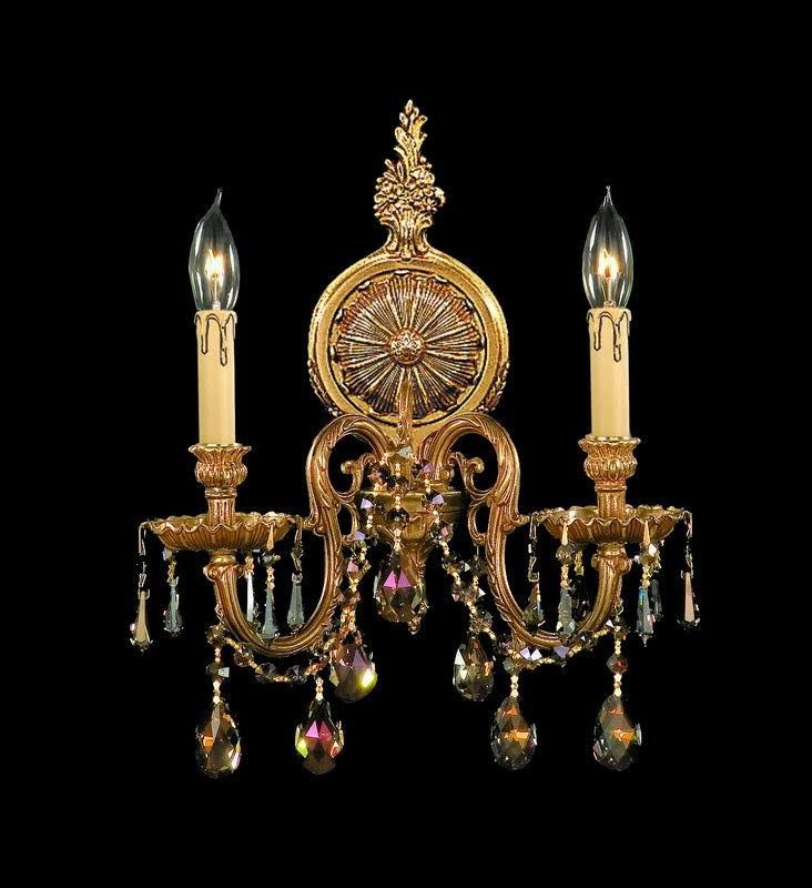 2 Light Crystal Cast Brass Wall Mount H928001