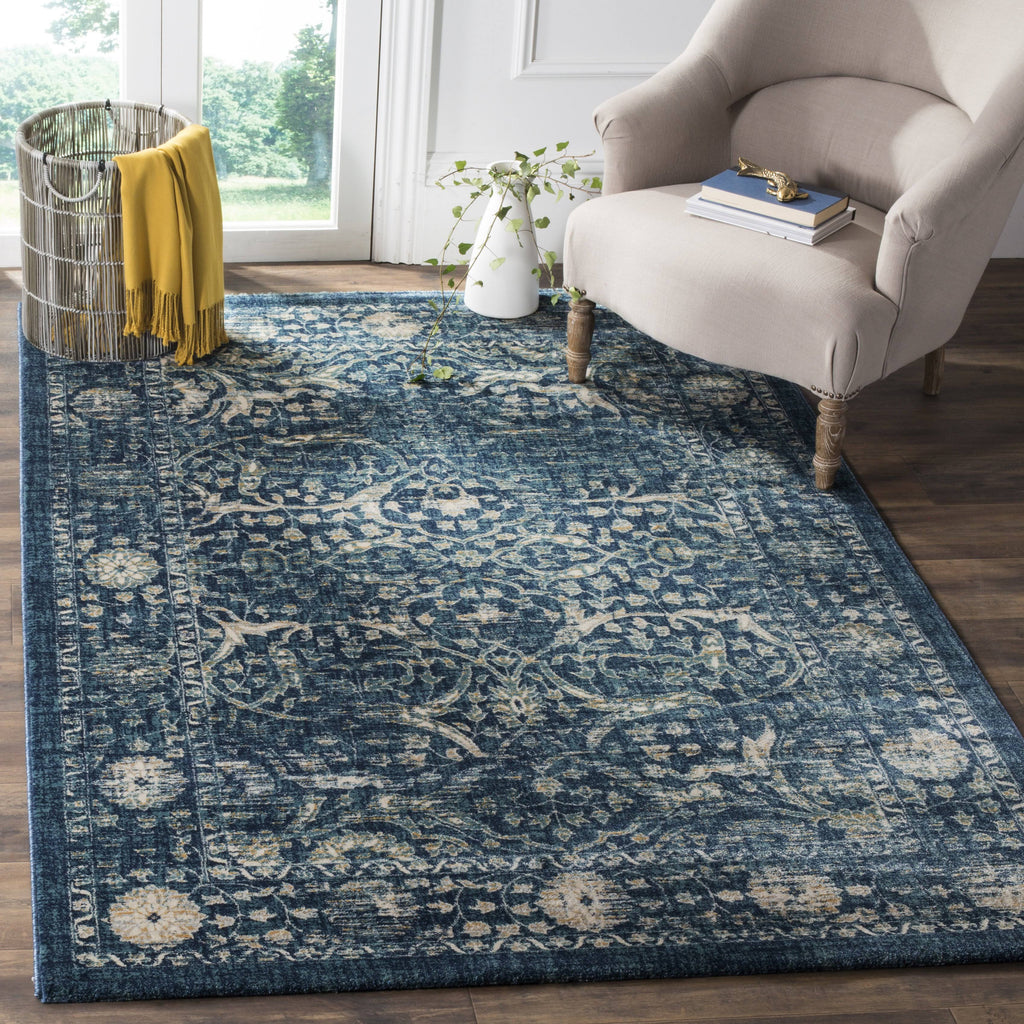 Navy / Beige Runner Rug Y14201
