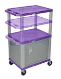 Purple and Nickel Rolling Utility Cart with Cabinet T15454