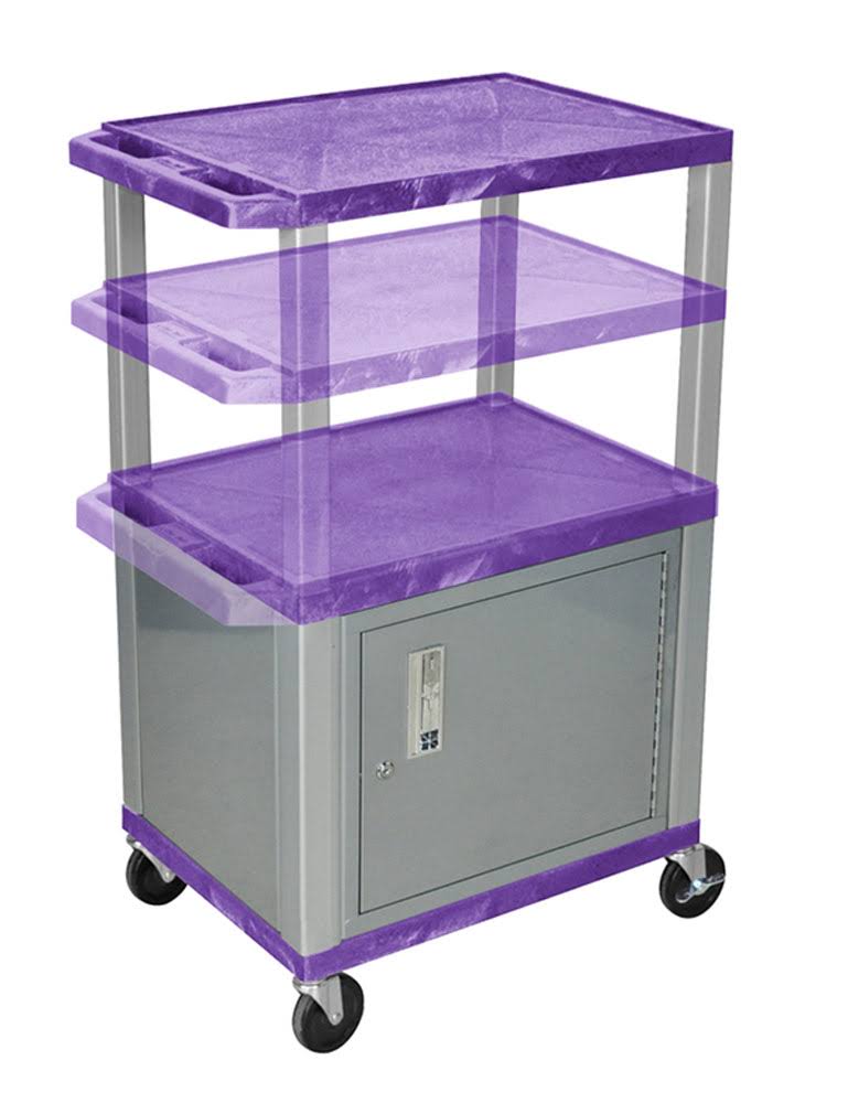 Purple and Nickel Rolling Utility Cart with Cabinet T15454