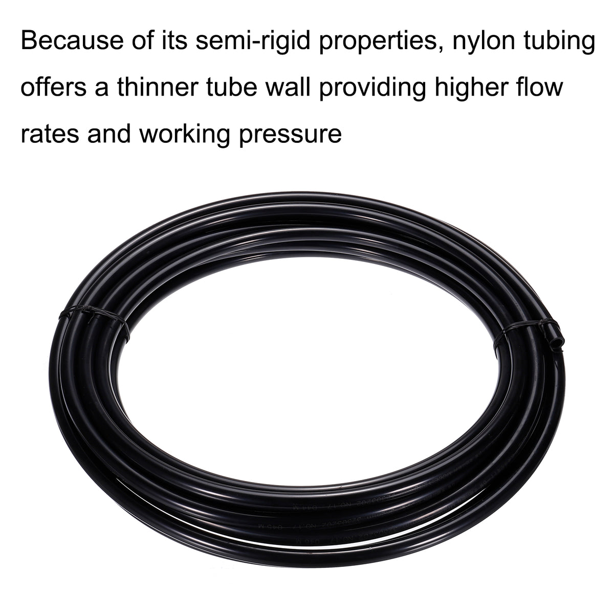 Pneumatic Tubing, 12mm OD x 8mm ID x 10m Nylon Air Brake Tube Black T25028