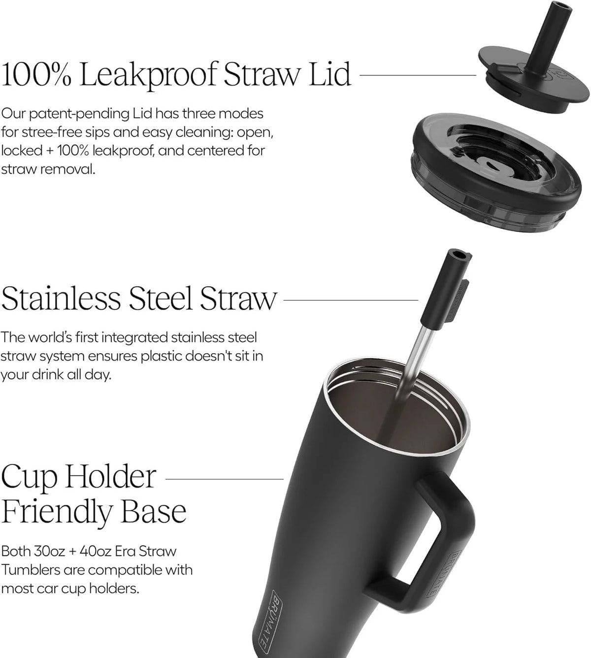 30 oz Stainless Steel Tumbler with Handle and Straw I195
