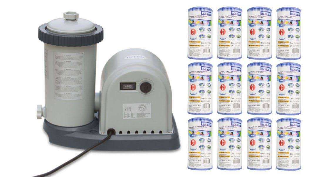 1500 GPH Pool Filter Pump with GFCI & 12 Type A Cartridges V74585