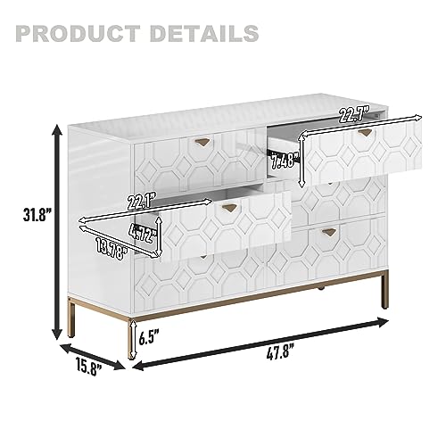 6 Drawer Blue Wood Dresser I5683
