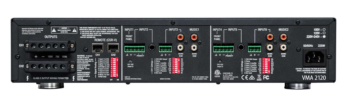 2-Ch Commercial Bluetooth Amplifier with 4 Black Wall Speakers O3891