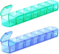 Blue+Green Extra Large Pill Organizer 2 Pack 7 Day Weekly Pill Case T3225