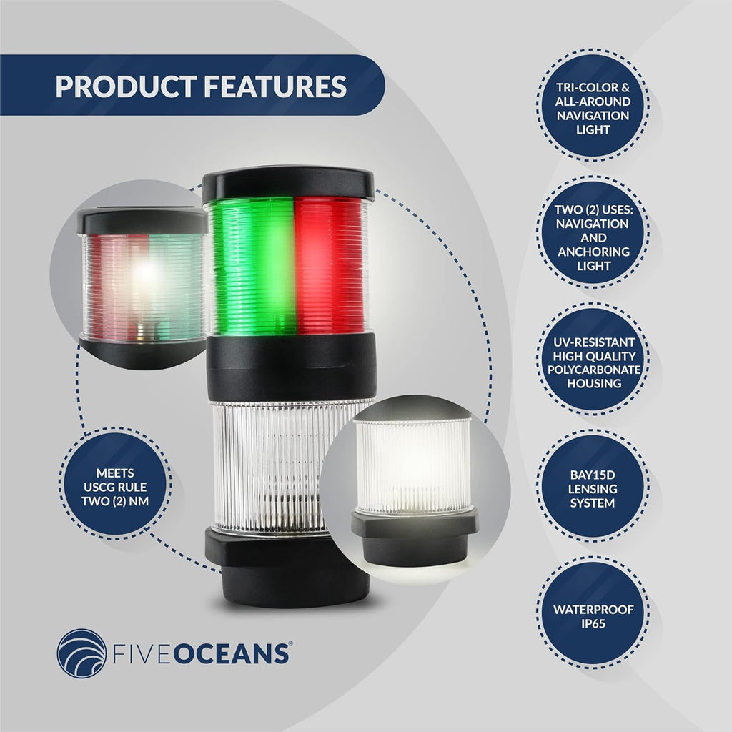 Boat Masthead Tri-Color Anchor Navigation Light F57706
