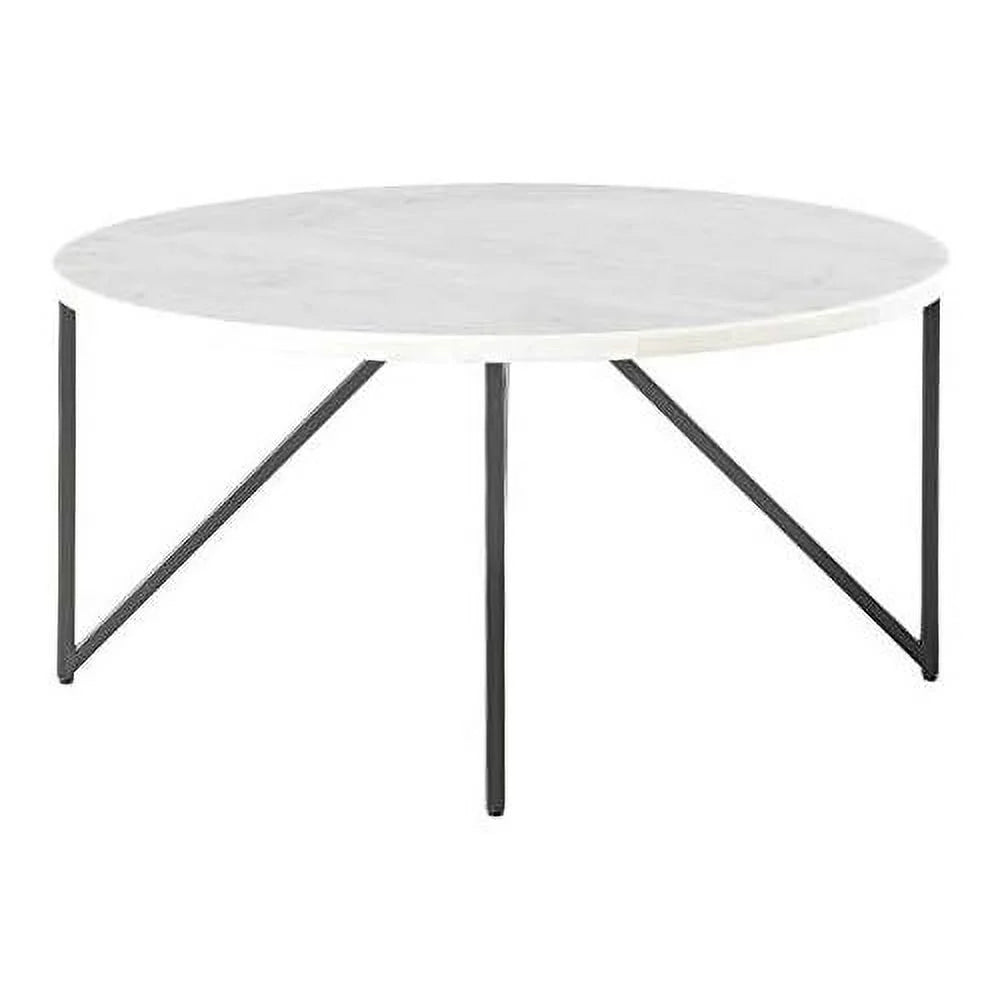 Round Marble Top Coffee Table with Metal Legs B66864