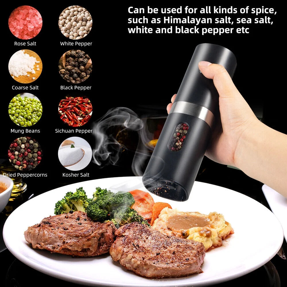 Electric Black Salt & Pepper Grinder USB Mill Z1287