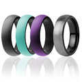 Turquoise Silicone Twin Brushed 6mm Ring Set R9909