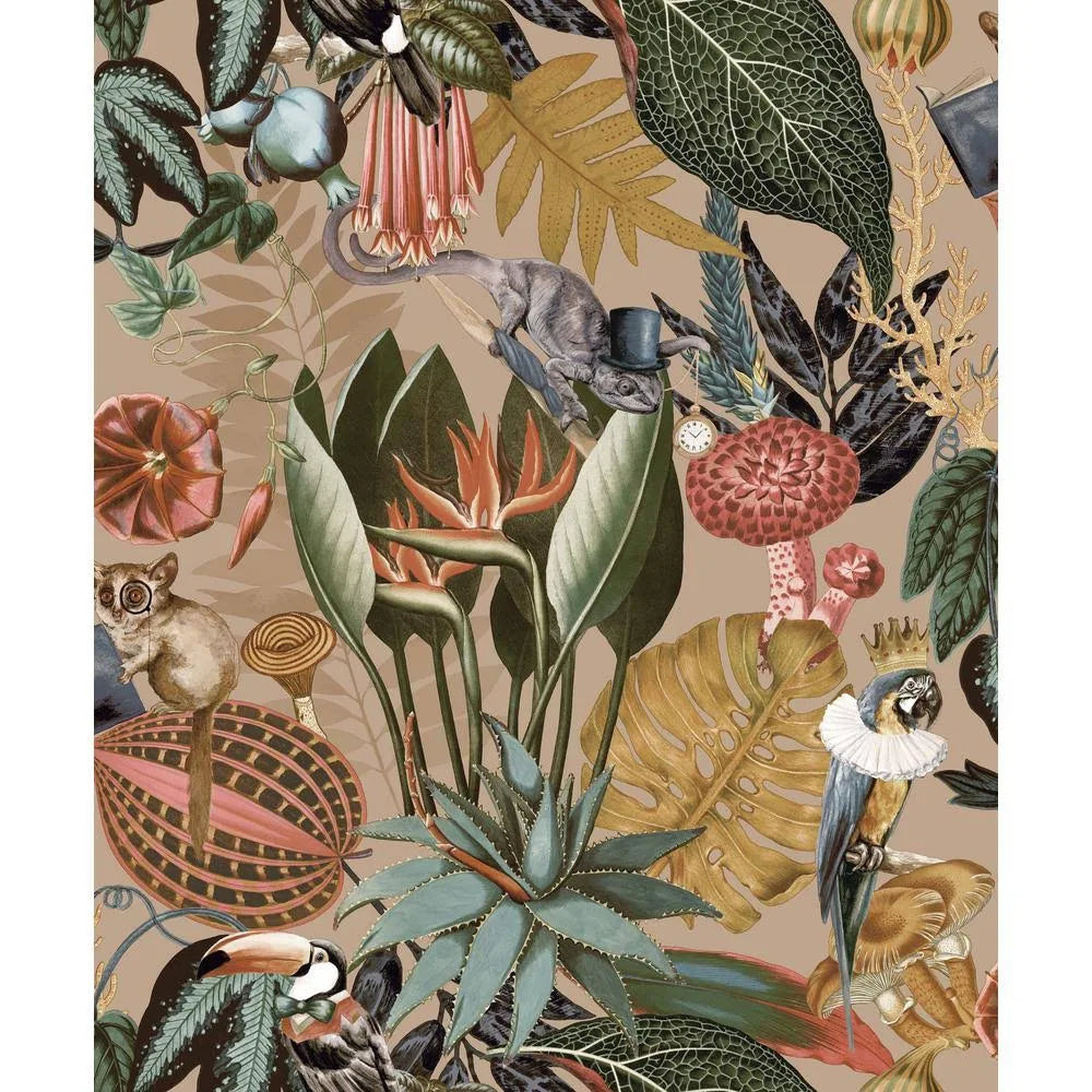 Gold Botanical Non-Pasted Washable Wallpaper Roll (Covers 57 Sq. ft.) R854860