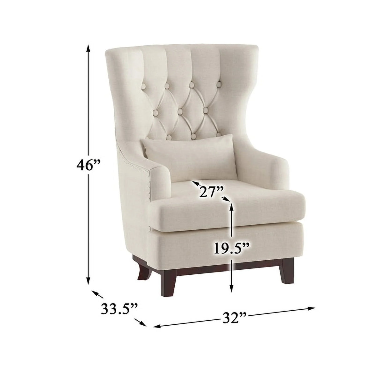 Beige Upholstered Wingback Chair I898834