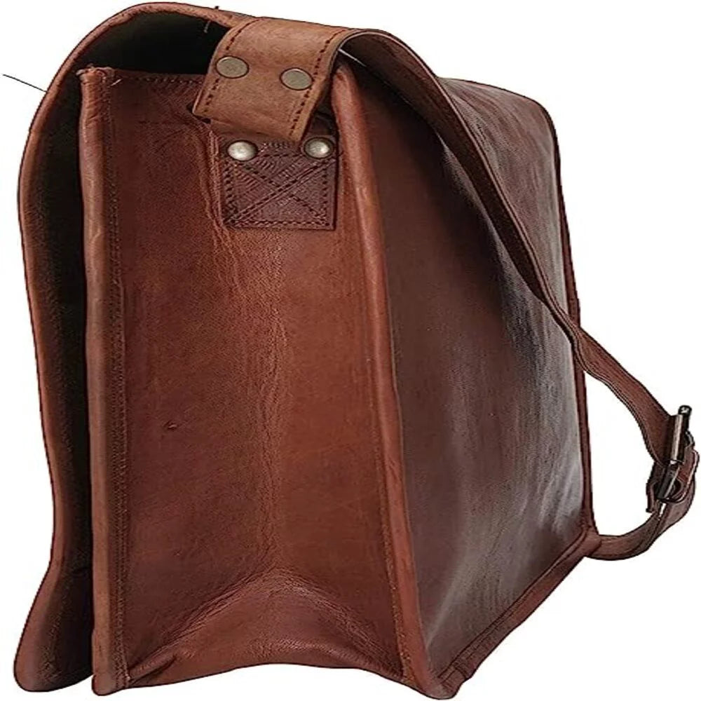 Goat Leather Canvas Messenger Bag I825