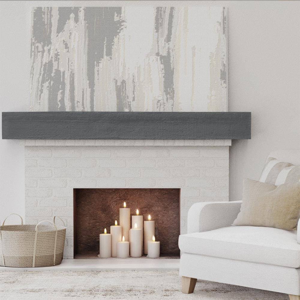 Rough Sawn Faux Wood Fireplace Mantel, Aged Ash R330
