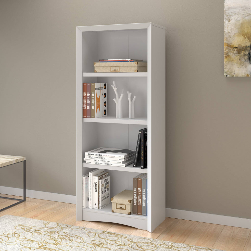 Brown Tall Adjustable Bookcase with Faux Woodgrain Finish L632