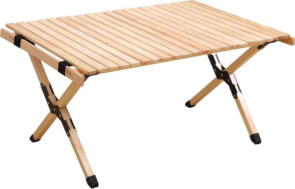 Wood Portable Foldable Camping Table with Carry Bag, Walnut, Small K412164