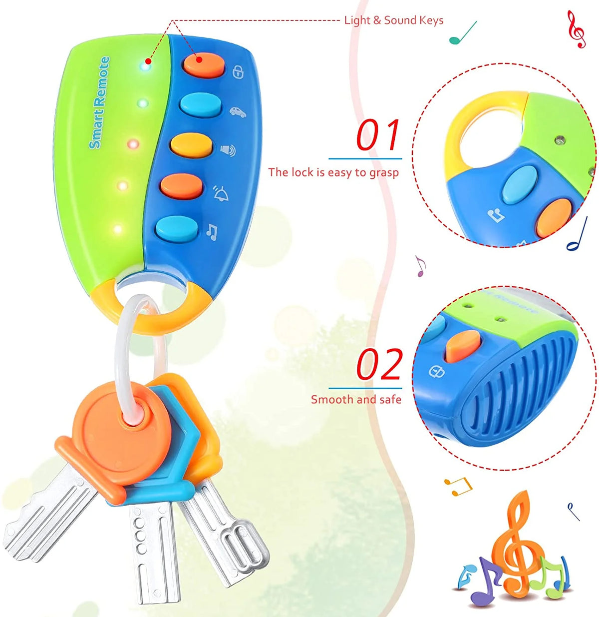Blue Musical Smart Remote Key Toy with Sound and Lights O55662