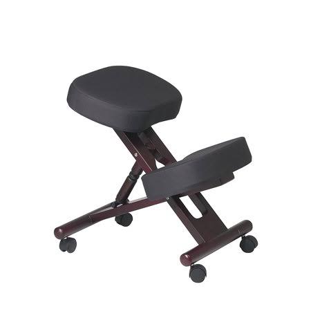 Black Fabric Kneeling Chair with Mahogany Wooden Frame A2931