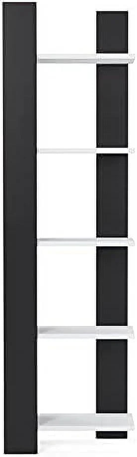 White 5-Corner Unit Display Shelves and Wooden Bookcase Q825