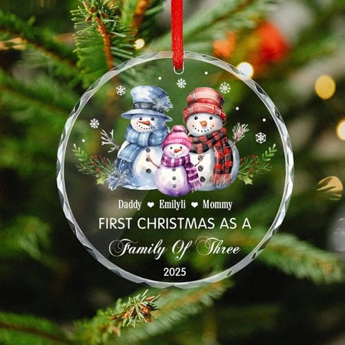 First Christmas Family of Three Footprints Ornament T632