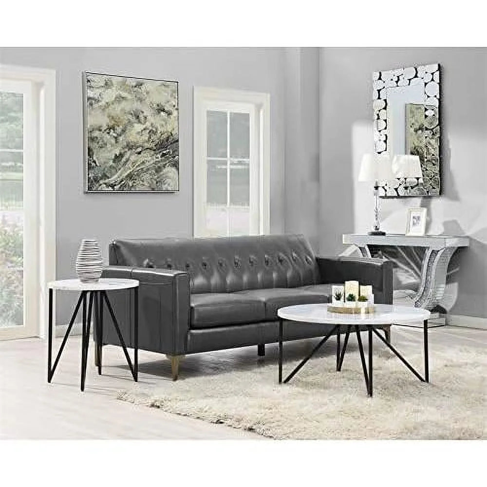 Round Marble Top Coffee Table with Metal Legs B66864