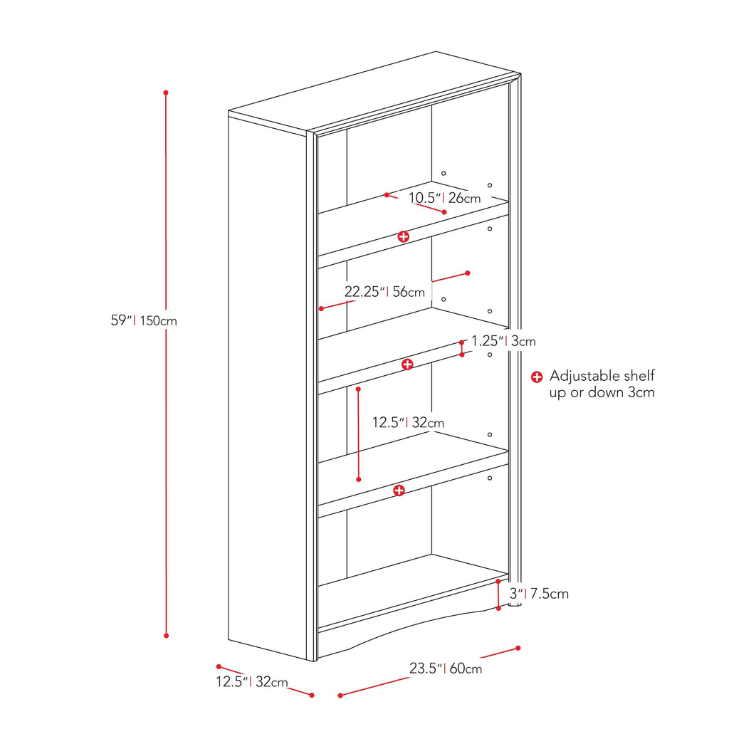 Brown Tall Adjustable Bookcase with Faux Woodgrain Finish L632