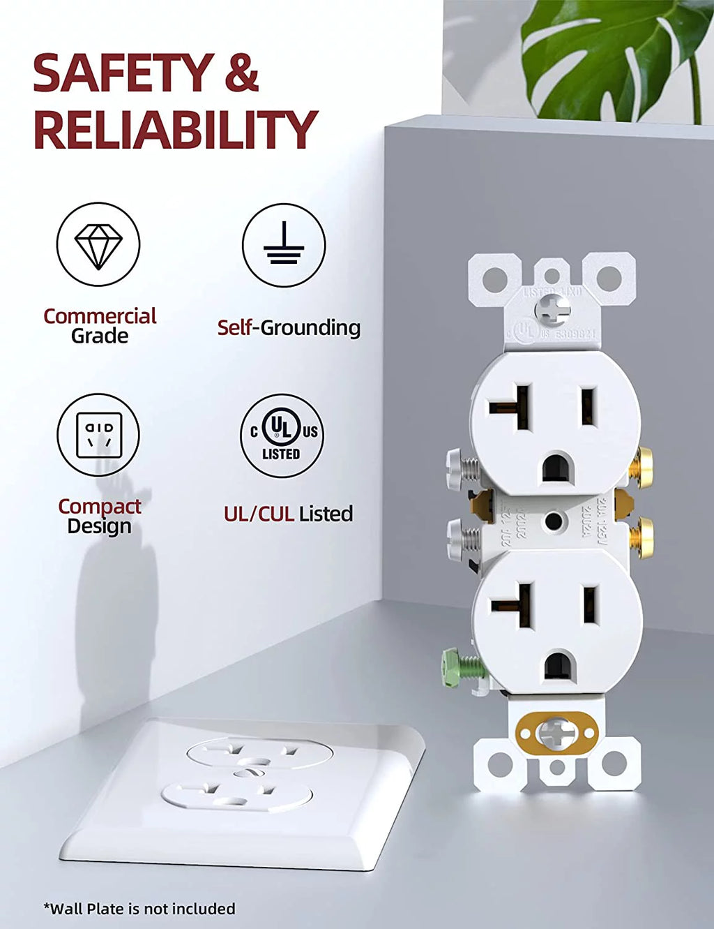 White 20Amp 125V Duplex Receptacle Wall Outlet 10 Pack G699
