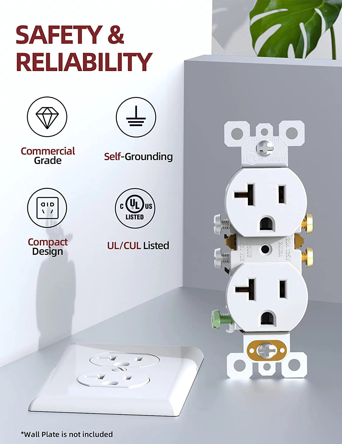 White 20Amp 125V Duplex Receptacle Wall Outlet 10 Pack G699