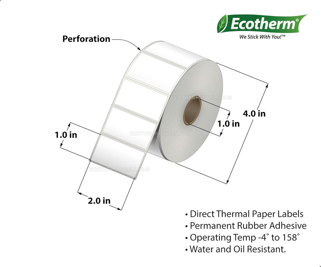 2x1 Thermal Labels Paper Stickers 1310 Per Roll 12 Rolls Direct Thermal R34699