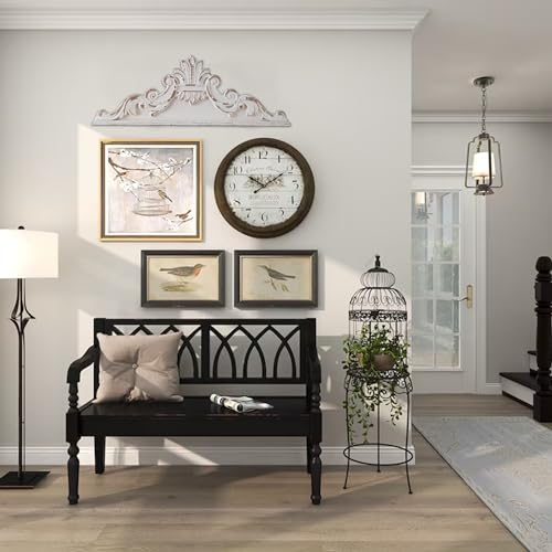 White Wood Floral Carved Wall Sculptures P4797