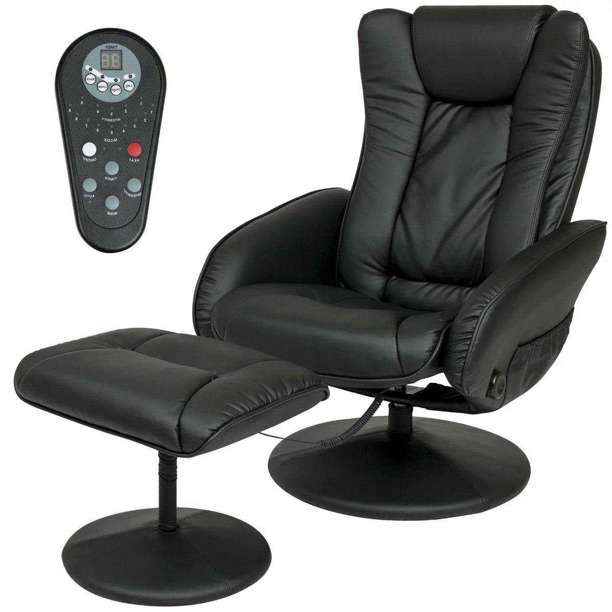 Black Faux Leather Electric Massage Recliner Chair with Ottoman N9939