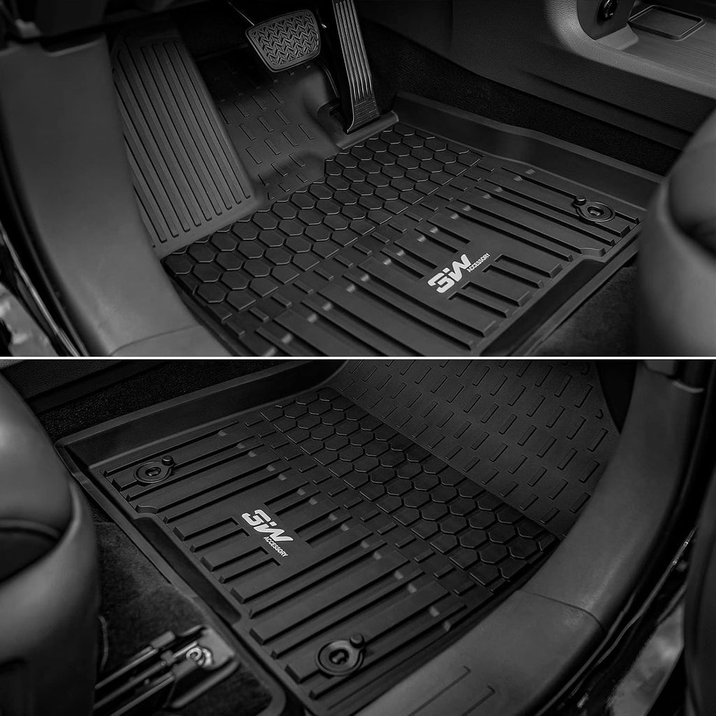 TPE All Weather Custom Fit Floor Liner for Toyota Sienna 8 Seat Full Set, Black Q804317