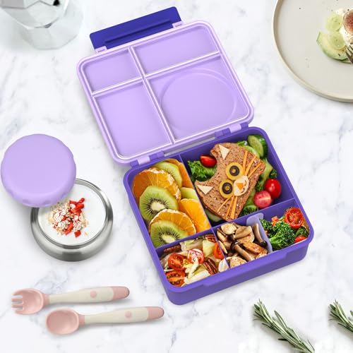 8oz Leak-Proof 4 Compartment Bento Lunch Box Set with Thermo Food Jar and Insulated Bag F819