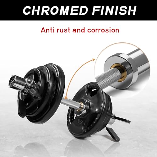 16”/20” Olympic Dumbbell Handles Pair of 500lbs Capacity Loadable Dumbbell Bars with Collars for 2” Olympic Weight Plates J978