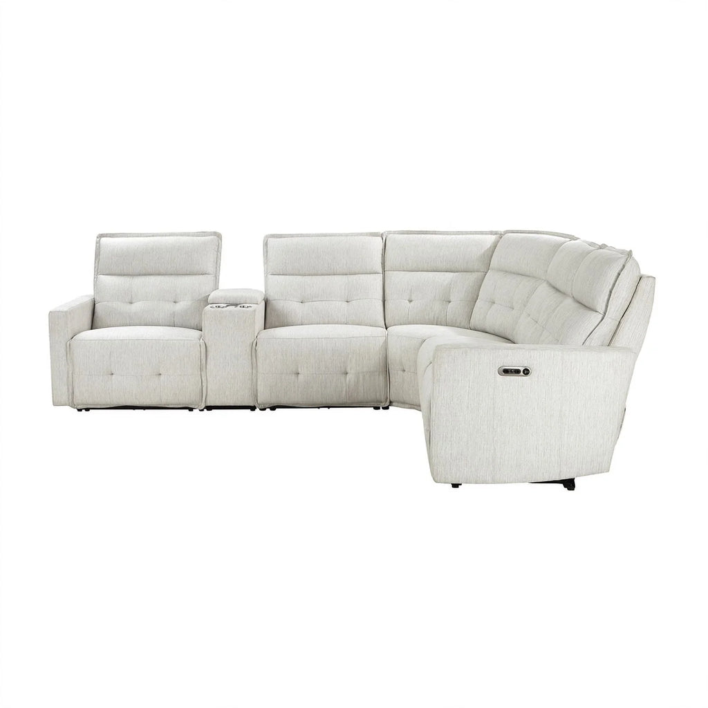 6-Piece White Fabric Power Reclining Sectional G365652