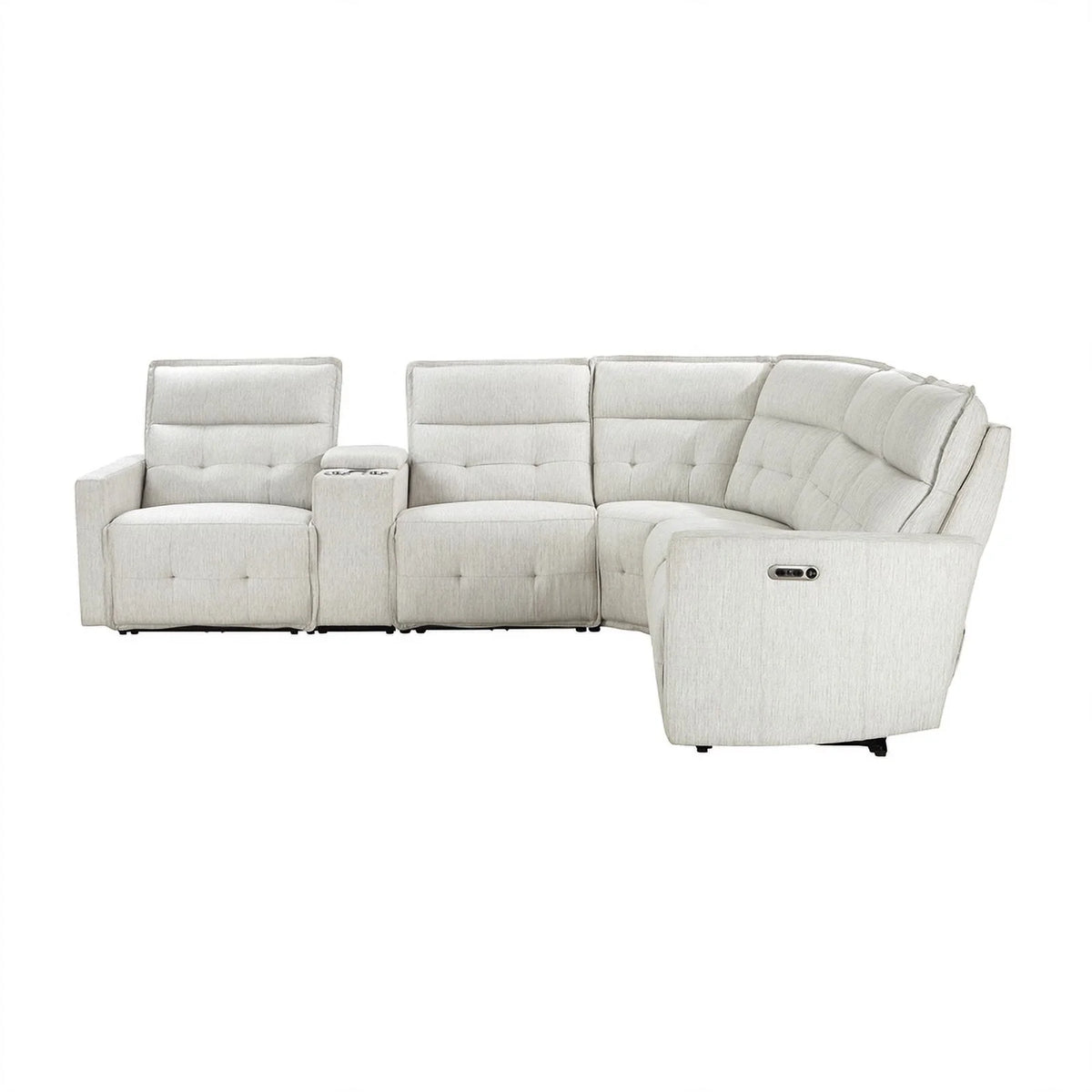6-Piece White Fabric Power Reclining Sectional G365652