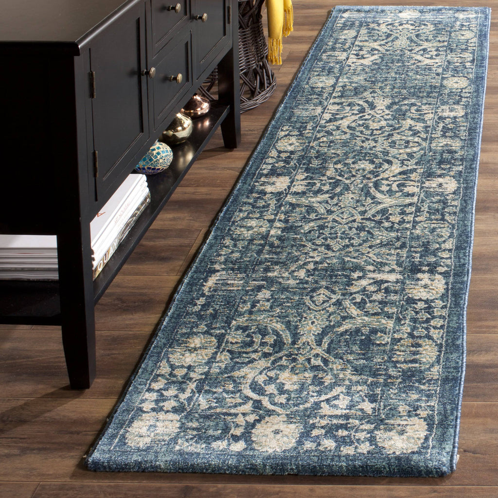 Navy / Beige Runner Rug Y14201