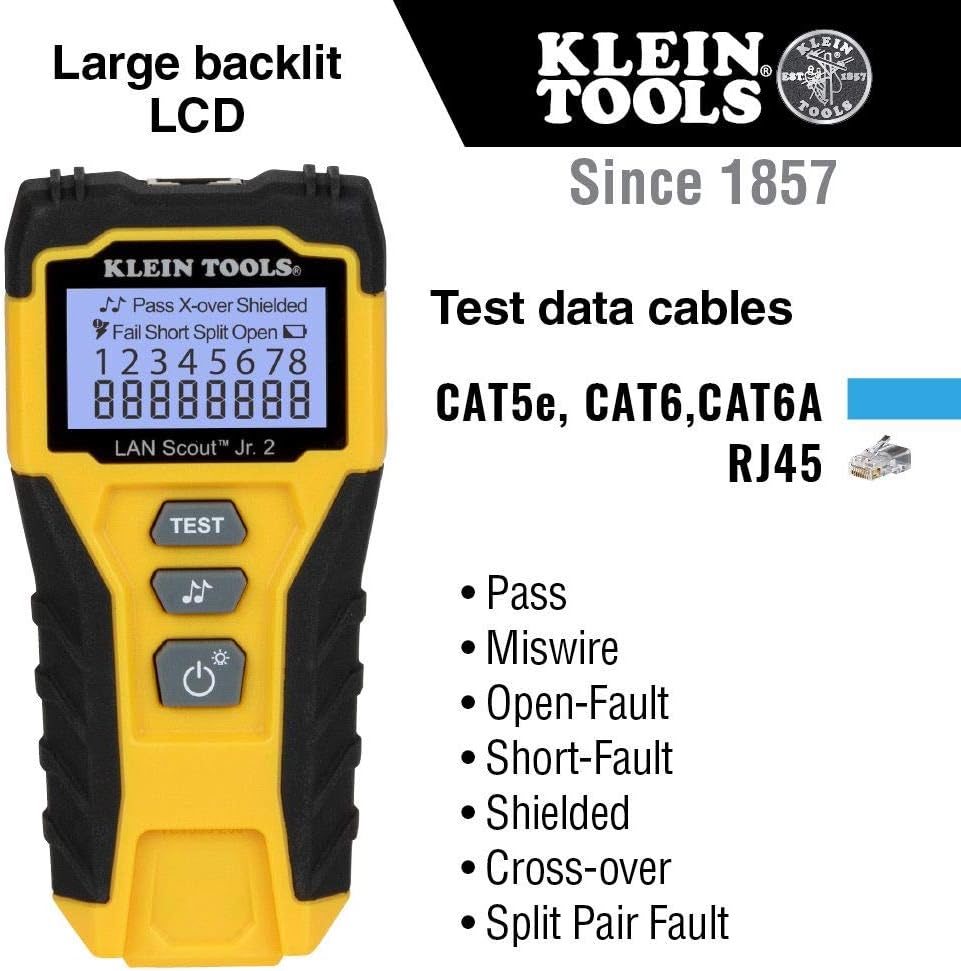Cable Tester for CAT 5e, CAT 6/6A Cables with RJ45 Connections Pack of 2 K78239