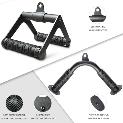 Cable Machine Attachment Set with Tricep Rope, V Bar, Double D Handle, Ankle & Wrist Straps L214512