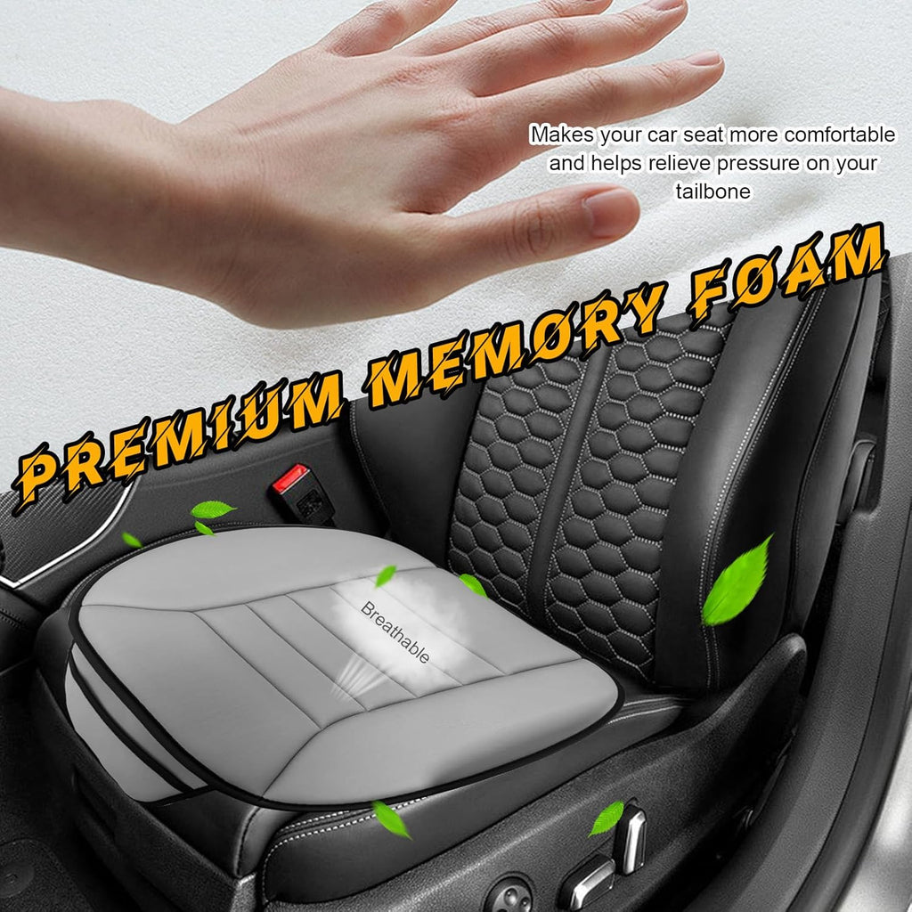 Gray Memory Foam Car Seat Cushion with Non-Slip Bottom M485816