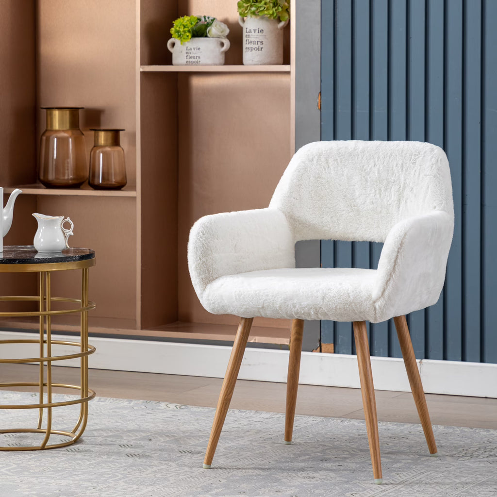 Faux Fur Dining Chairs with Solid Steel Leg I251