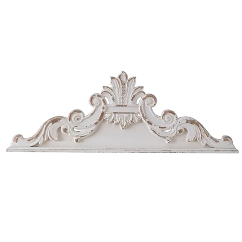 White Wood Floral Carved Wall Sculptures P4797
